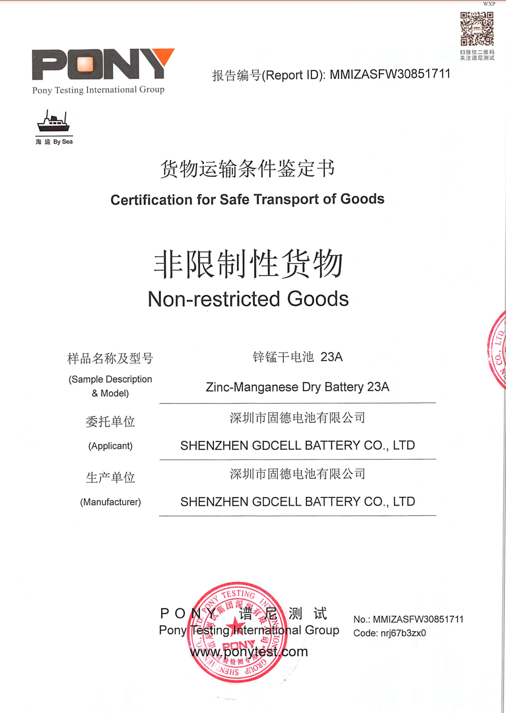 23A shipping report