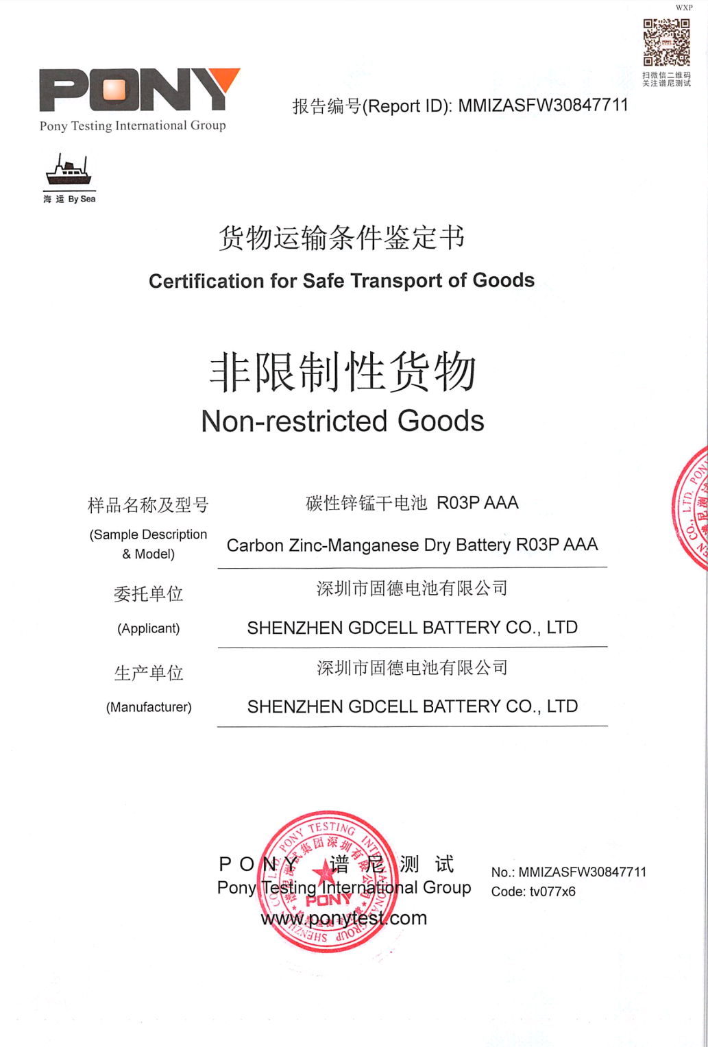 R03P shipping report